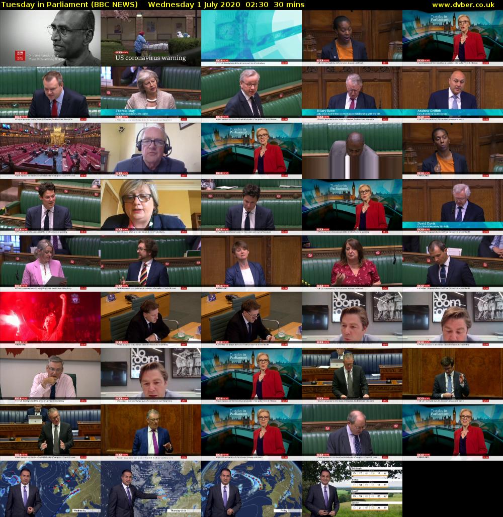 Tuesday in Parliament (BBC NEWS) Wednesday 1 July 2020 02:30 - 03:00