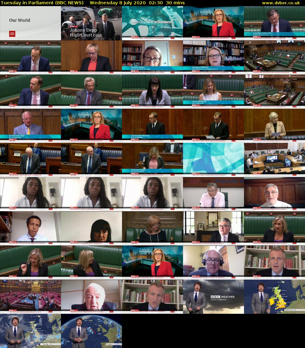 Tuesday in Parliament (BBC NEWS) Wednesday 8 July 2020 02:30 - 03:00