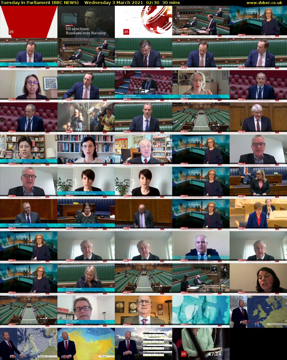Tuesday in Parliament (BBC NEWS) Wednesday 3 March 2021 02:30 - 03:00