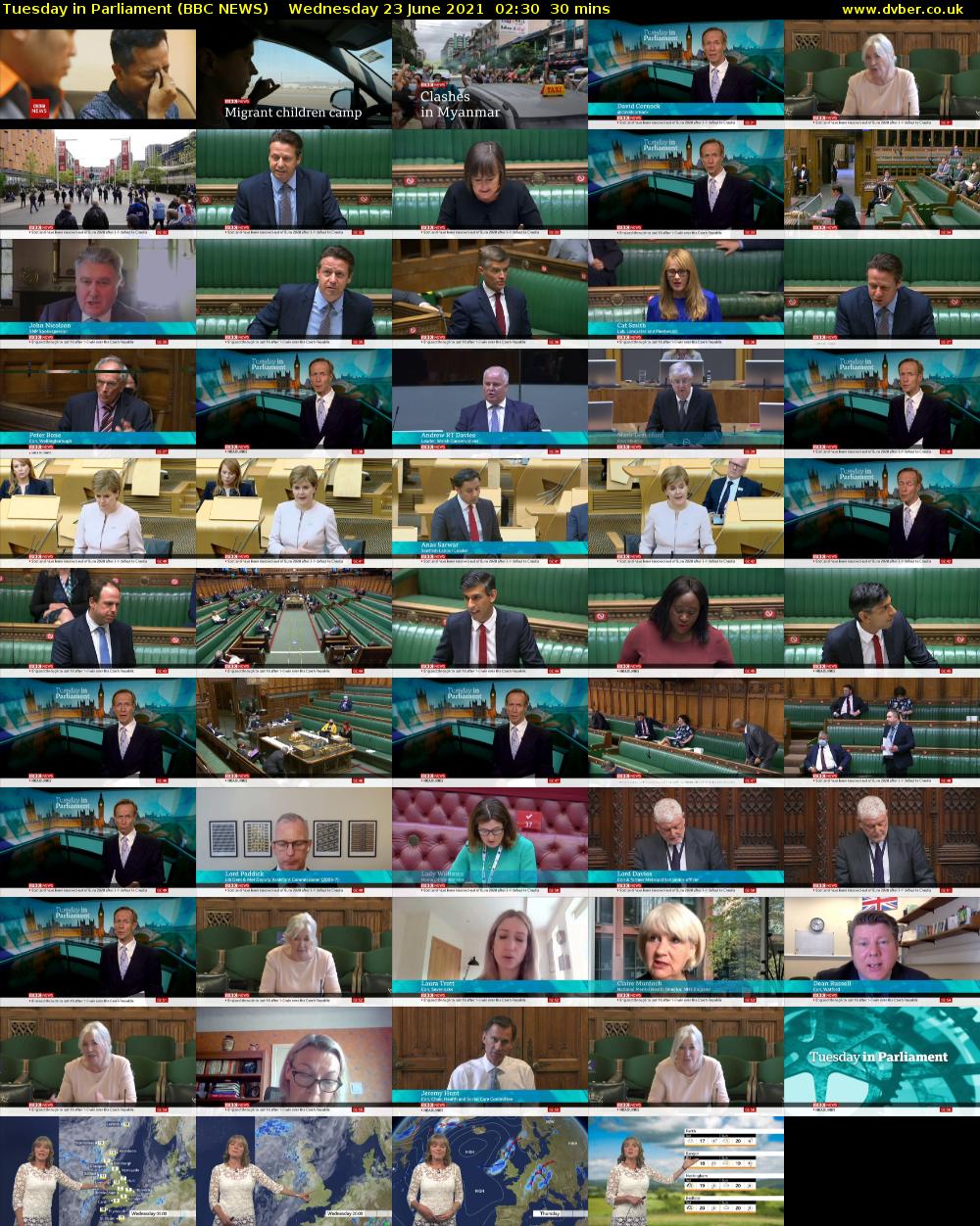 Tuesday in Parliament (BBC NEWS) Wednesday 23 June 2021 02:30 - 03:00