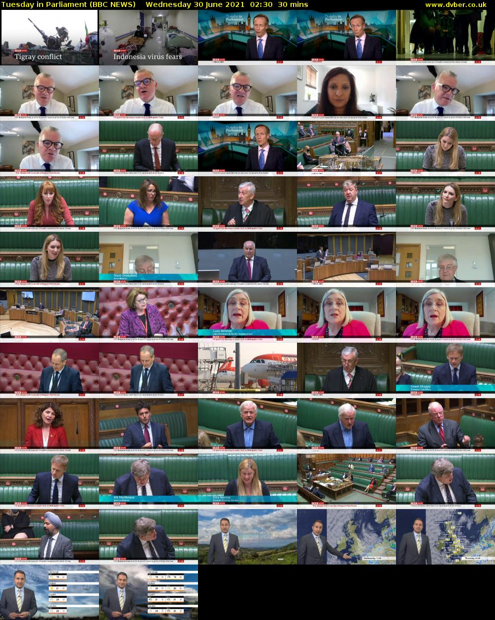 Tuesday in Parliament (BBC NEWS) Wednesday 30 June 2021 02:30 - 03:00