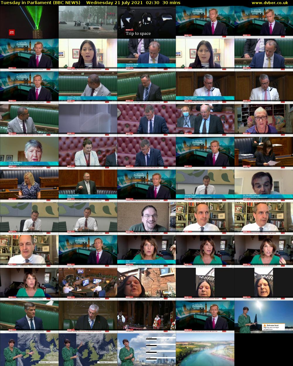 Tuesday in Parliament (BBC NEWS) Wednesday 21 July 2021 02:30 - 03:00