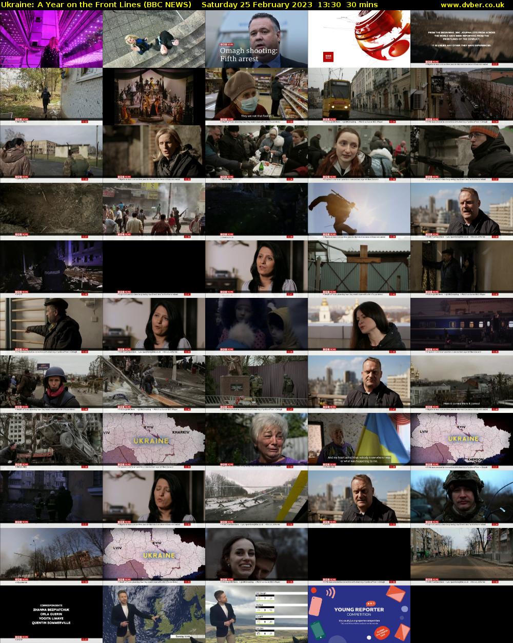 Ukraine: A Year on the Front Lines (BBC NEWS) Saturday 25 February 2023 13:30 - 14:00