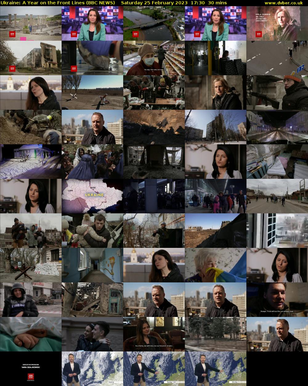Ukraine: A Year on the Front Lines (BBC NEWS) Saturday 25 February 2023 17:30 - 18:00