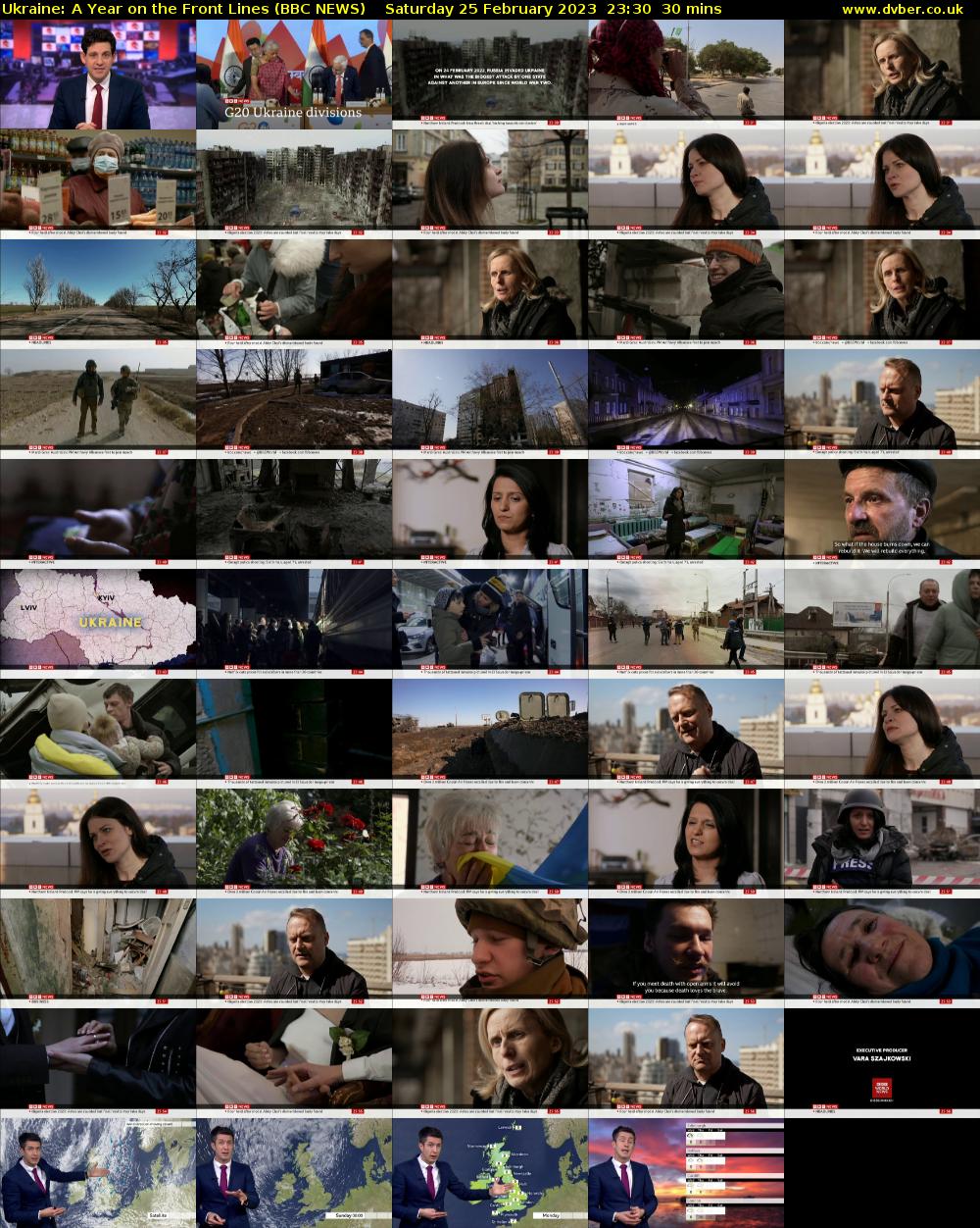 Ukraine: A Year on the Front Lines (BBC NEWS) Saturday 25 February 2023 23:30 - 00:00
