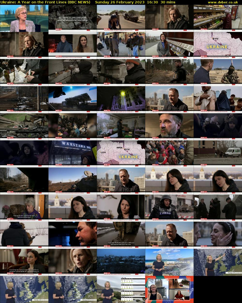 Ukraine: A Year on the Front Lines (BBC NEWS) Sunday 26 February 2023 16:30 - 17:00