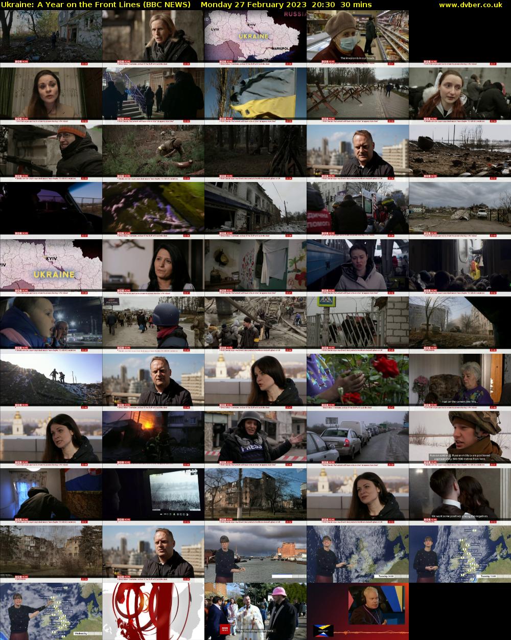 Ukraine: A Year on the Front Lines (BBC NEWS) Monday 27 February 2023 20:30 - 21:00