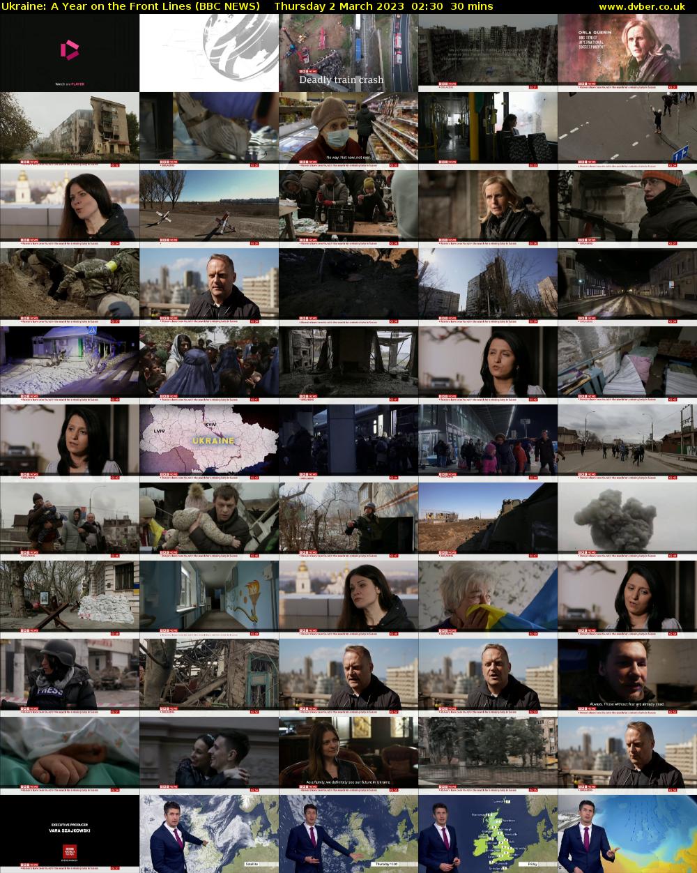 Ukraine: A Year on the Front Lines (BBC NEWS) Thursday 2 March 2023 02:30 - 03:00