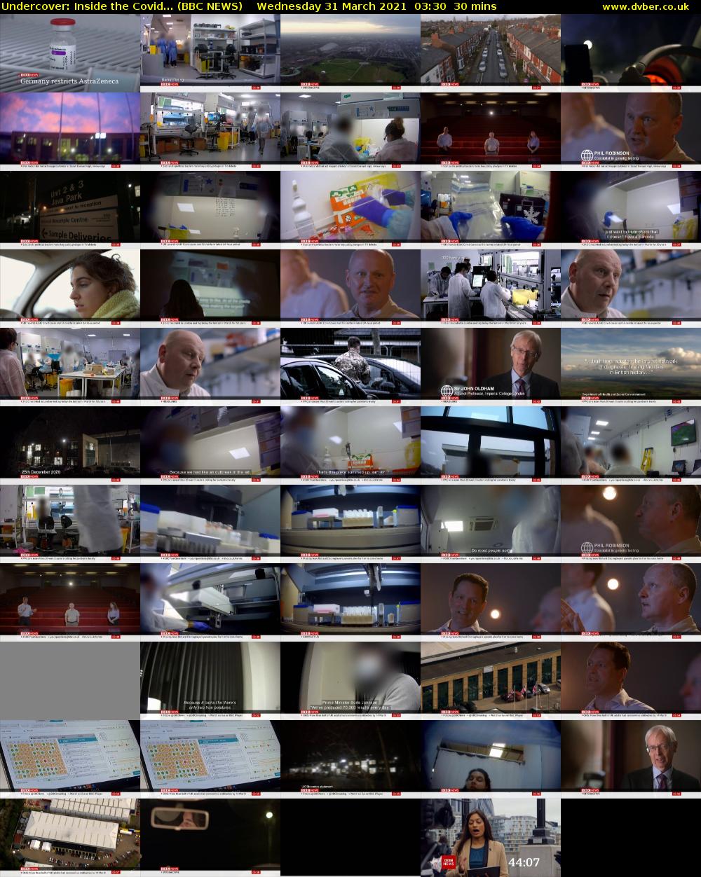 Undercover: Inside the Covid... (BBC NEWS) Wednesday 31 March 2021 03:30 - 04:00