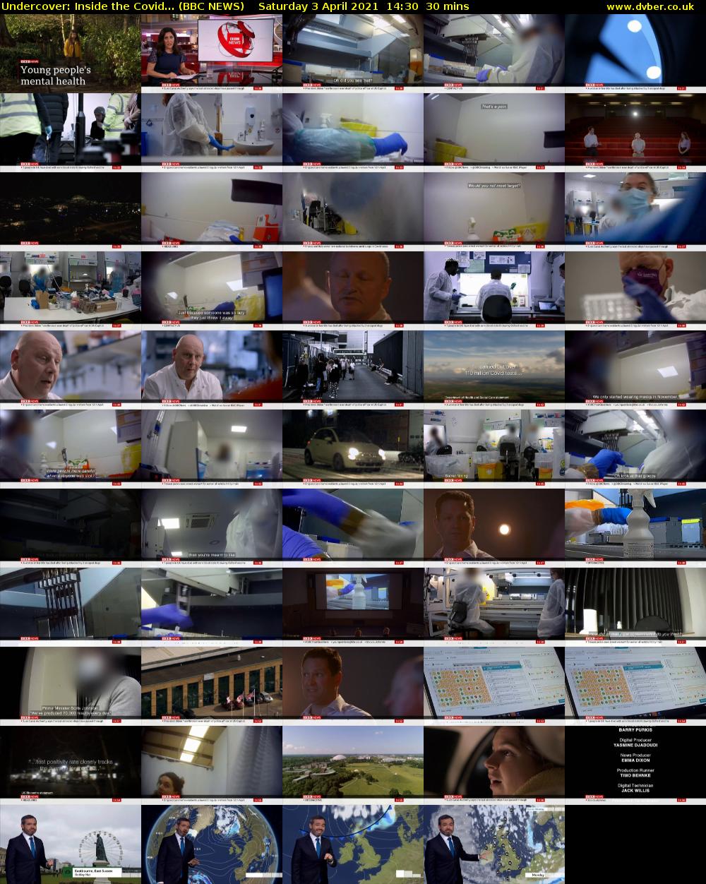 Undercover: Inside the Covid... (BBC NEWS) Saturday 3 April 2021 14:30 - 15:00