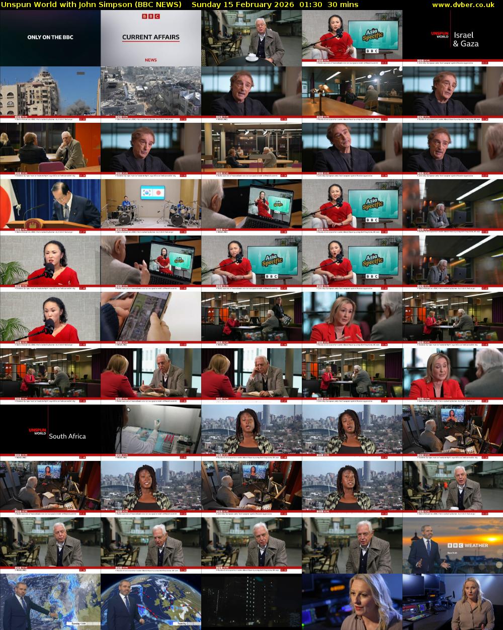 Unspun World with John Simpson (BBC NEWS) Sunday 15 February 2026 01:30 - 02:00