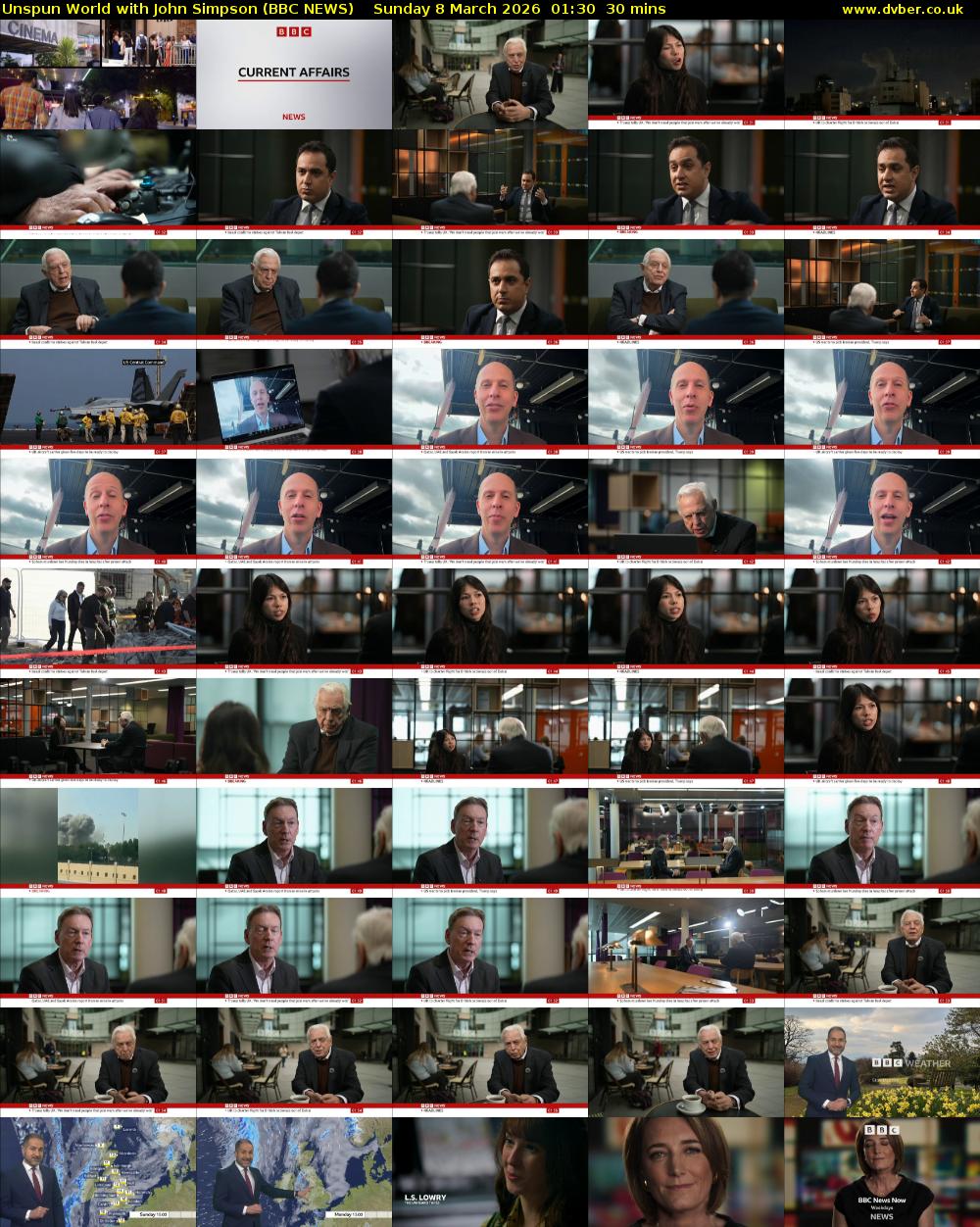 Unspun World with John Simpson (BBC NEWS) Sunday 8 March 2026 01:30 - 02:00