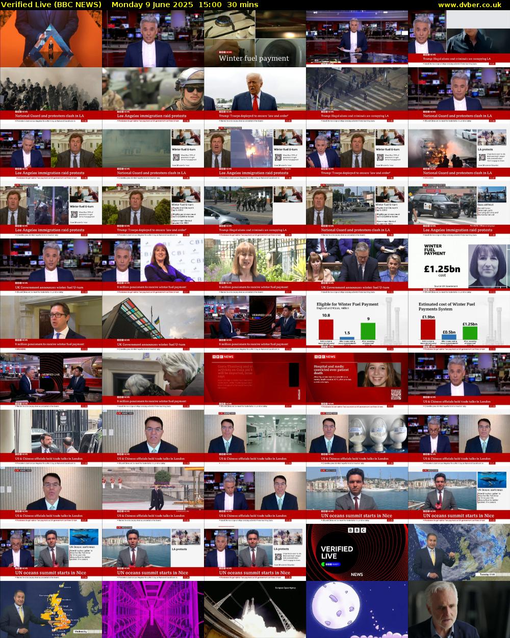 Verified Live (BBC NEWS) Monday 9 June 2025 15:00 - 15:30