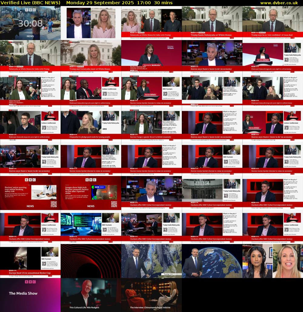 Verified Live (BBC NEWS) Monday 29 September 2025 17:00 - 17:30