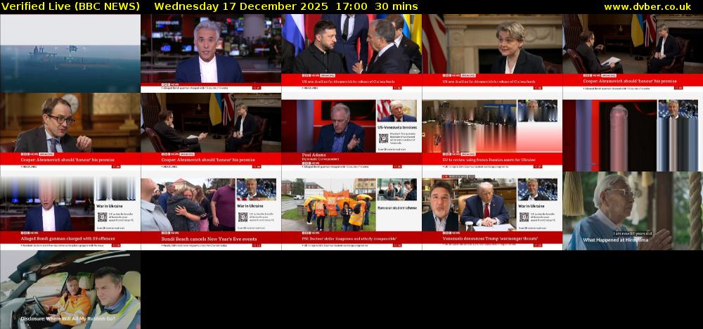 Verified Live (BBC NEWS) Wednesday 17 December 2025 17:00 - 17:30