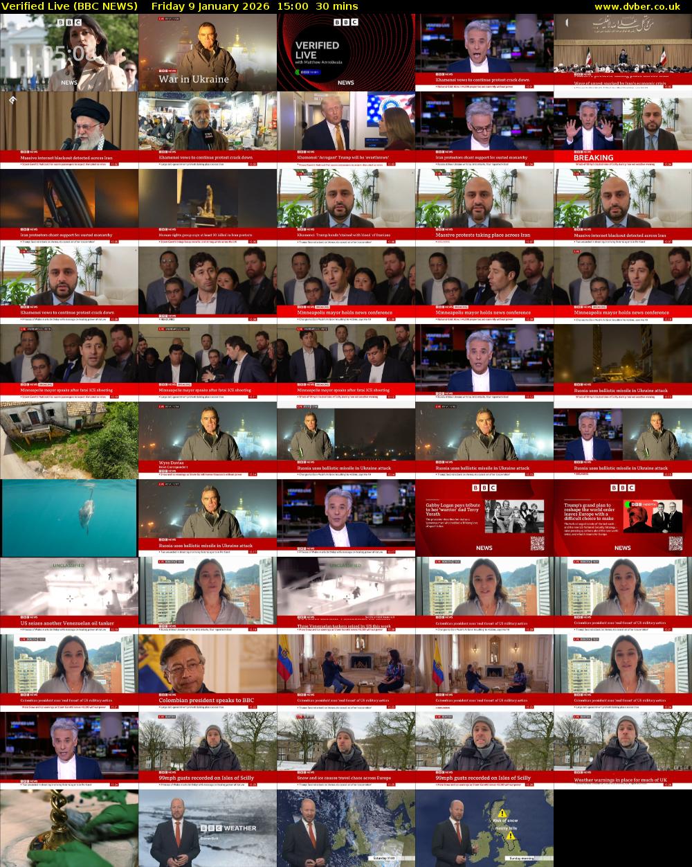 Verified Live (BBC NEWS) Friday 9 January 2026 15:00 - 15:30