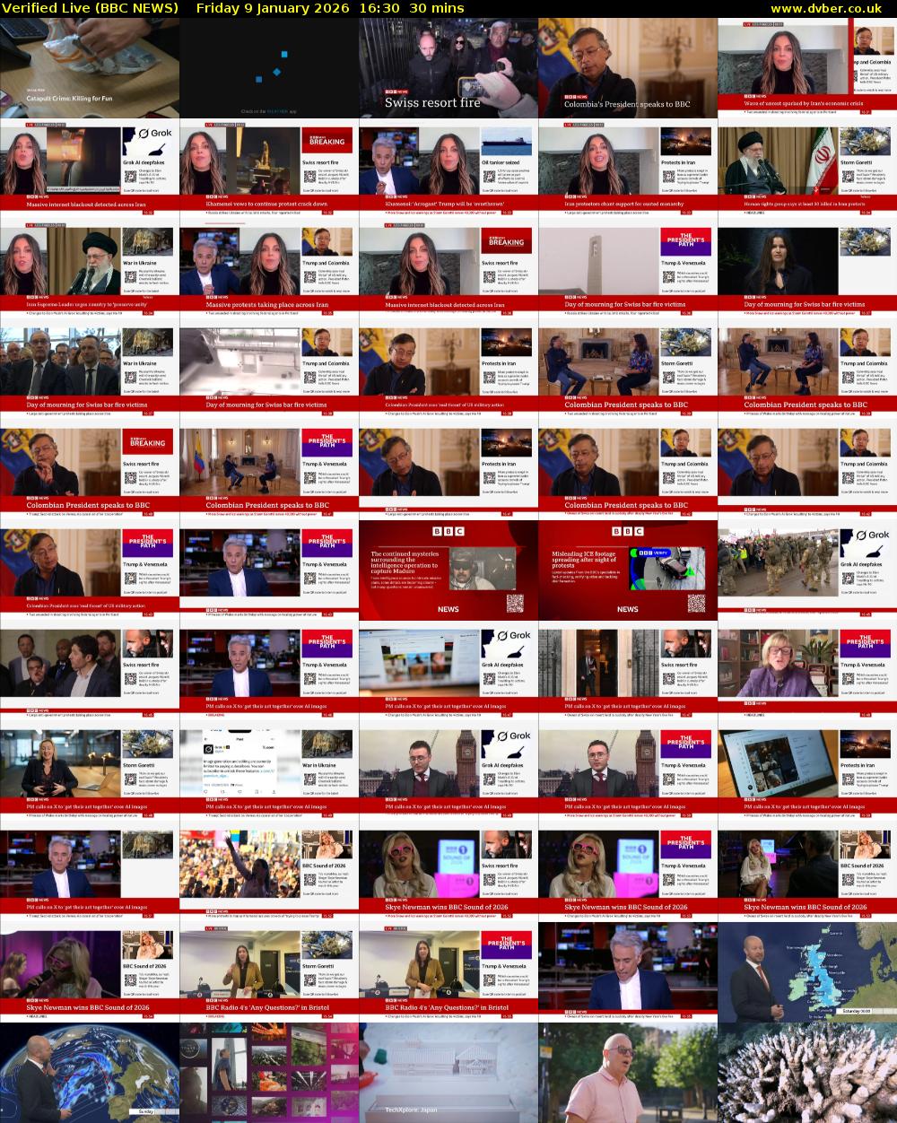 Verified Live (BBC NEWS) Friday 9 January 2026 16:30 - 17:00