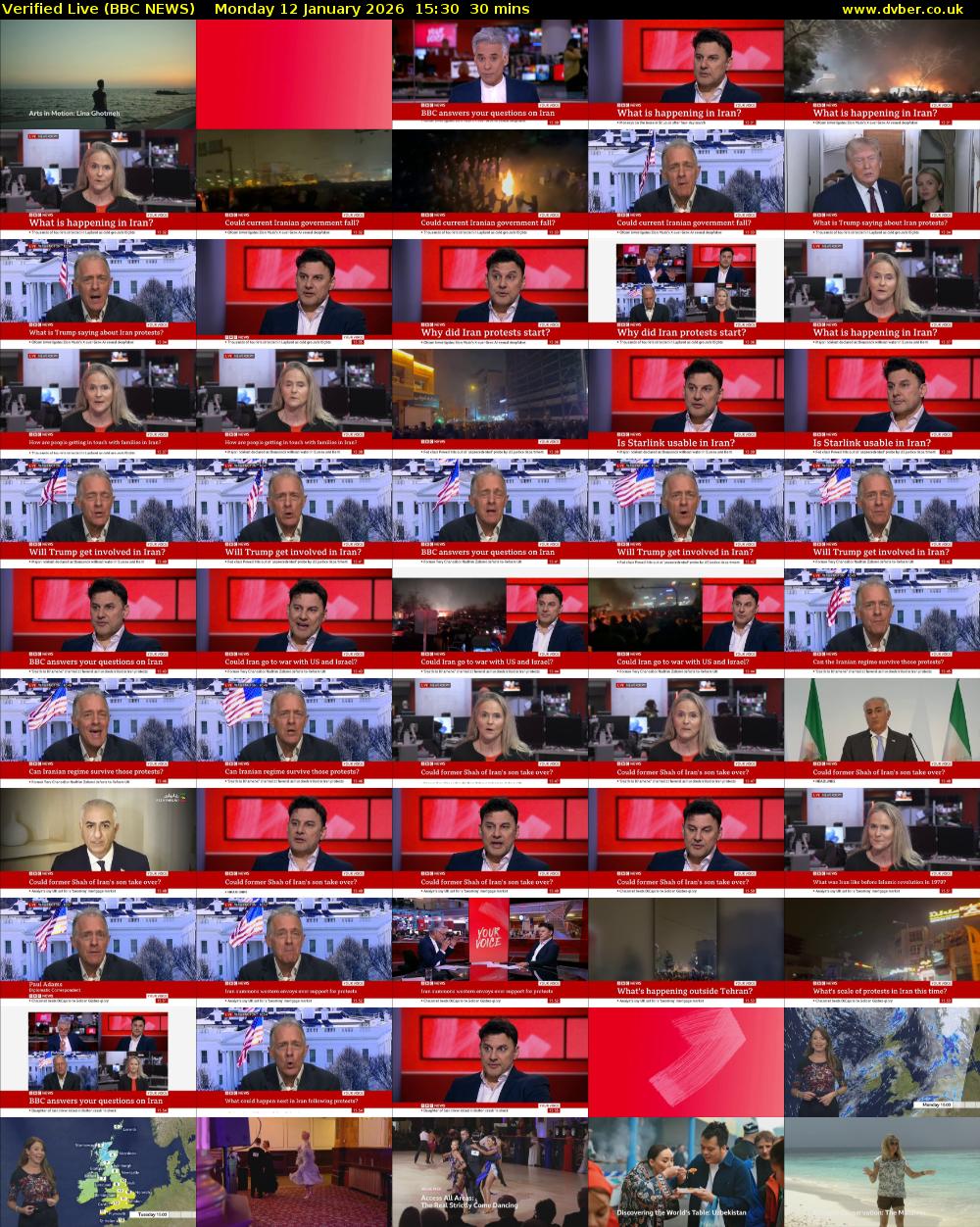 Verified Live (BBC NEWS) Monday 12 January 2026 15:30 - 16:00