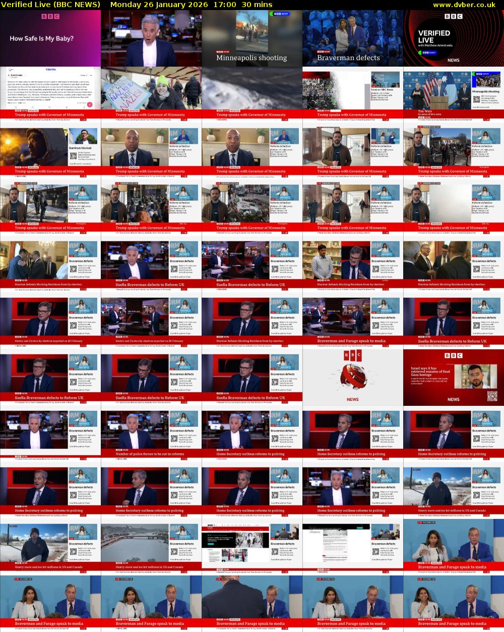 Verified Live (BBC NEWS) Monday 26 January 2026 17:00 - 17:30