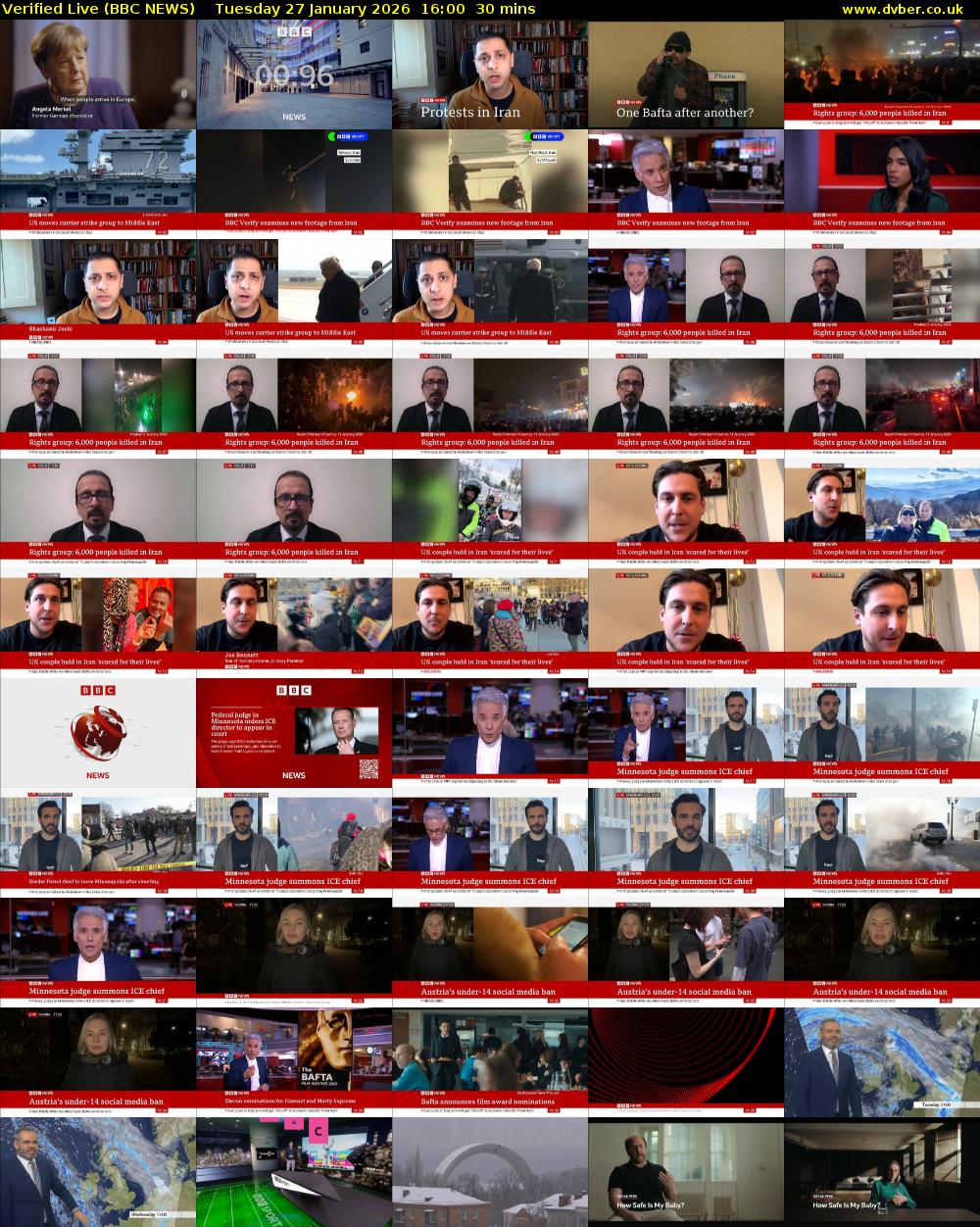 Verified Live (BBC NEWS) Tuesday 27 January 2026 16:00 - 16:30