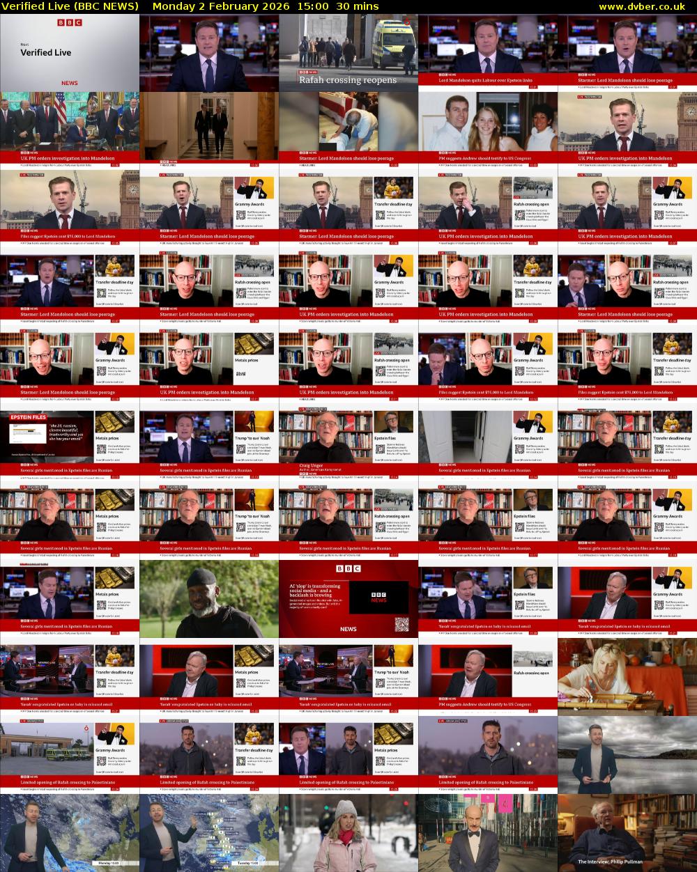 Verified Live (BBC NEWS) Monday 2 February 2026 15:00 - 15:30