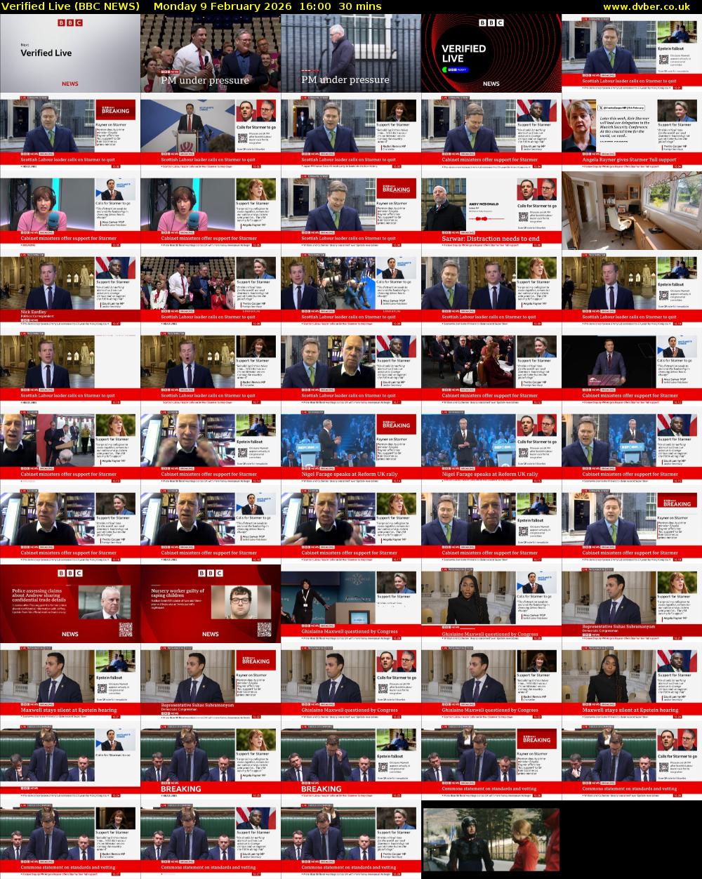 Verified Live (BBC NEWS) Monday 9 February 2026 16:00 - 16:30