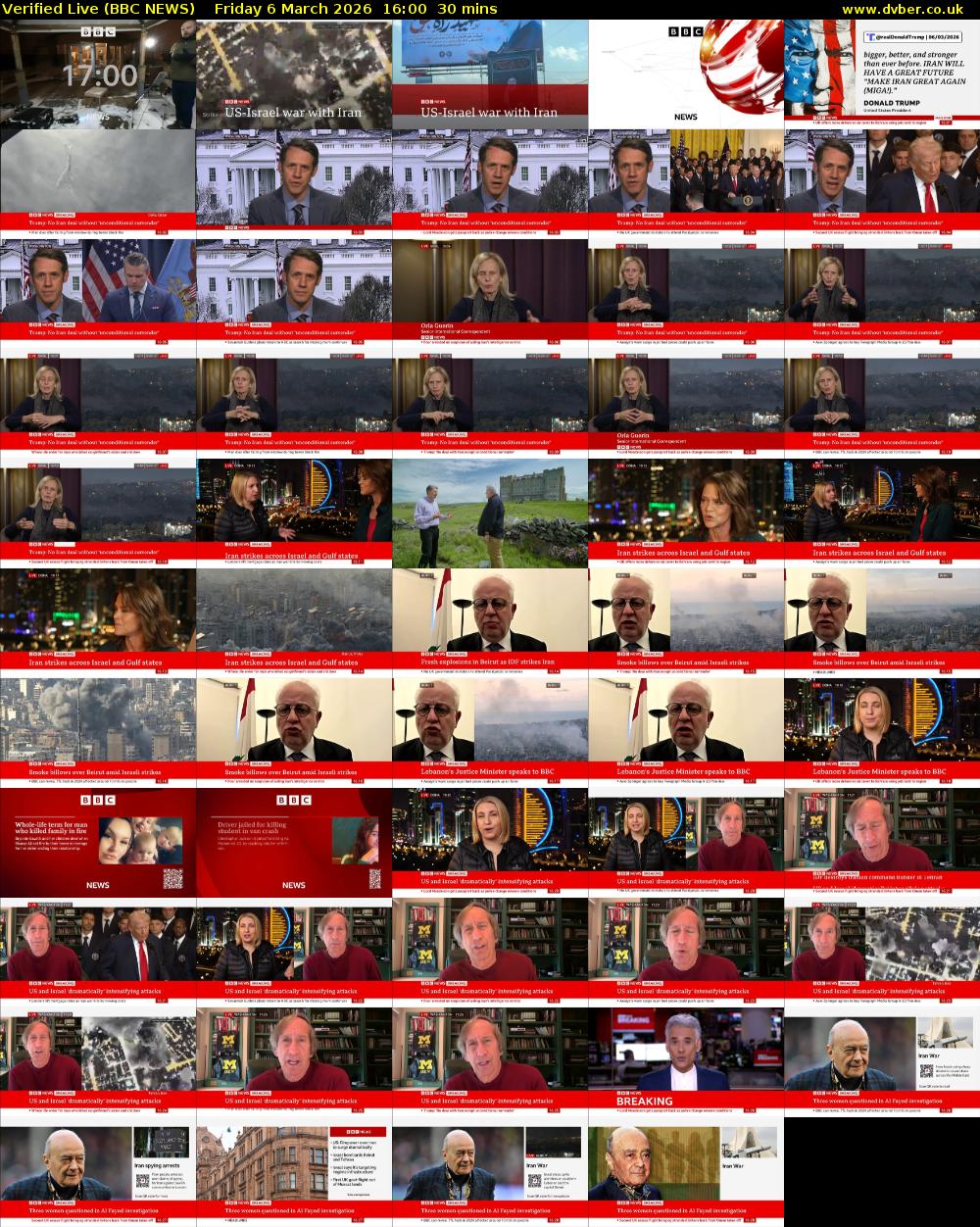 Verified Live (BBC NEWS) Friday 6 March 2026 16:00 - 16:30