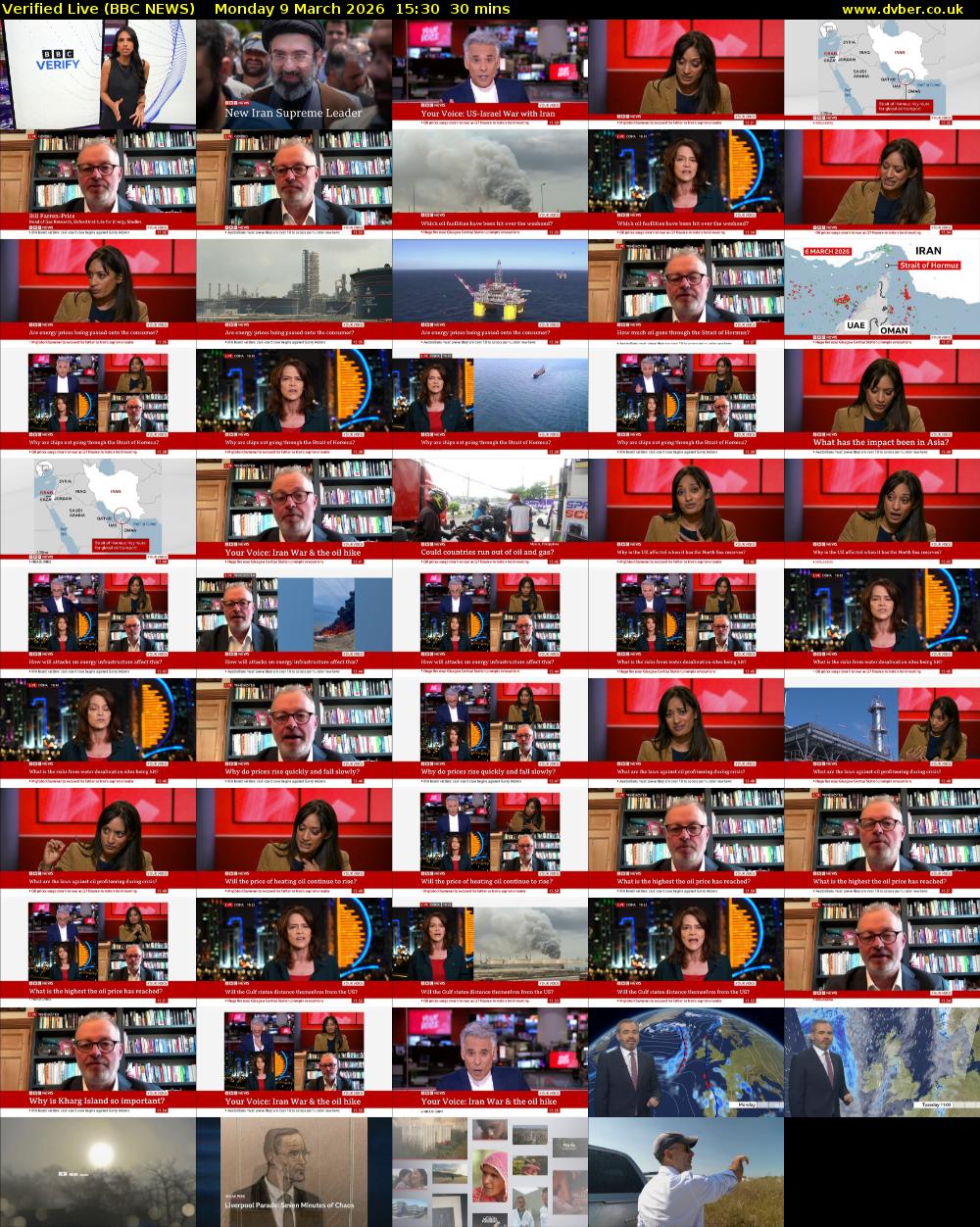 Verified Live (BBC NEWS) Monday 9 March 2026 15:30 - 16:00