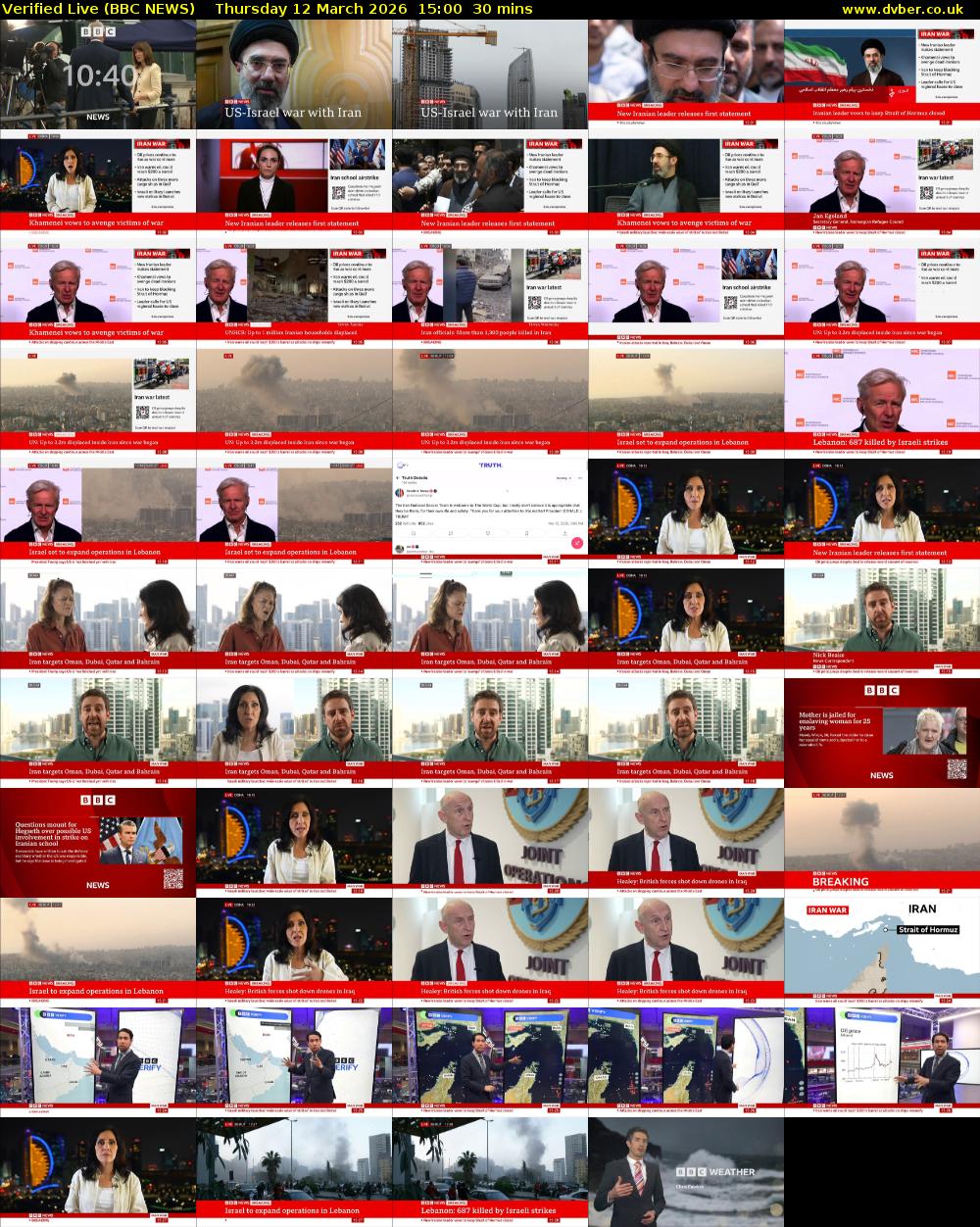Verified Live (BBC NEWS) Thursday 12 March 2026 15:00 - 15:30