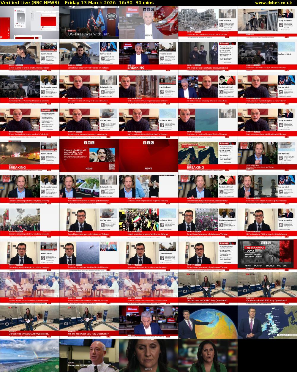 Verified Live (BBC NEWS) Friday 13 March 2026 16:30 - 17:00