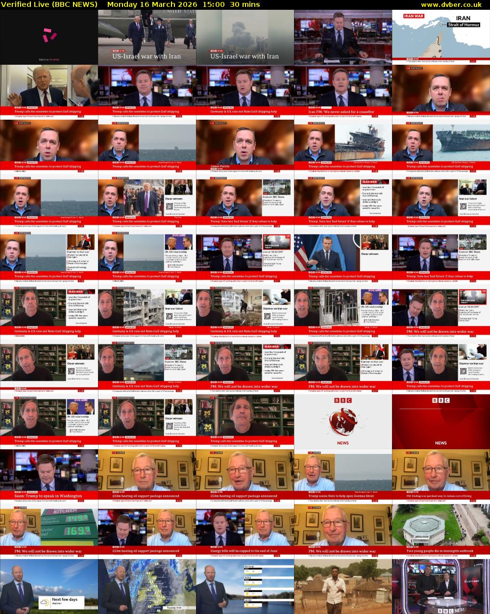 Verified Live (BBC NEWS) Monday 16 March 2026 15:00 - 15:30
