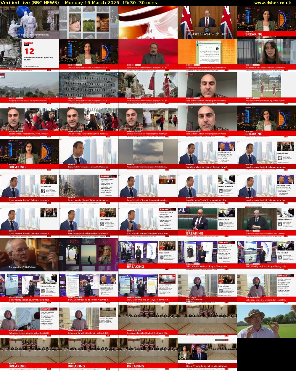 Verified Live (BBC NEWS) Monday 16 March 2026 15:30 - 16:00