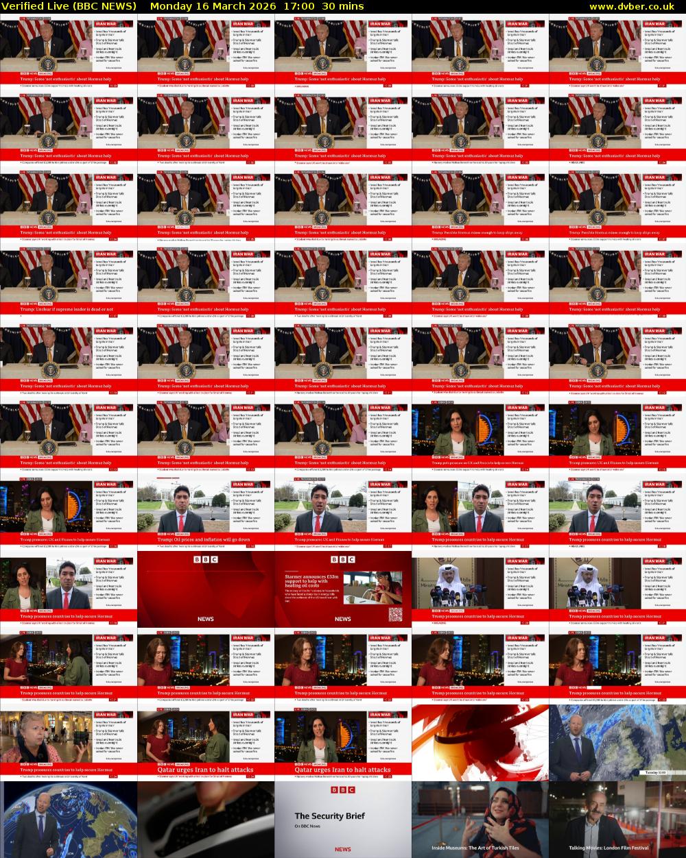 Verified Live (BBC NEWS) Monday 16 March 2026 17:00 - 17:30