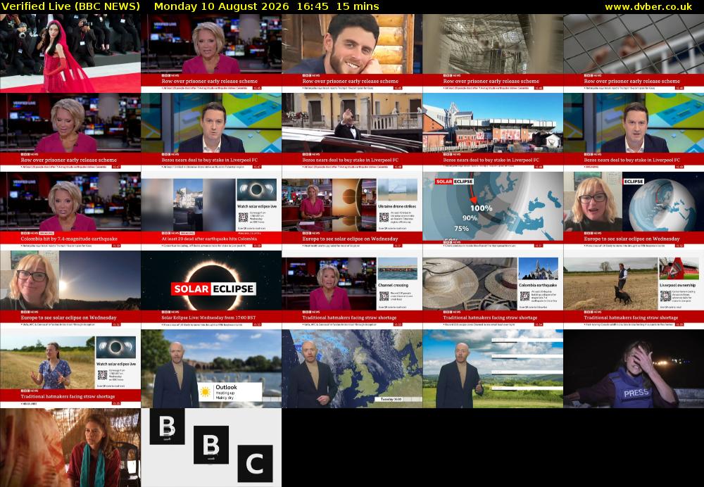 Verified Live (BBC NEWS) Monday 10 August 2026 16:45 - 17:00