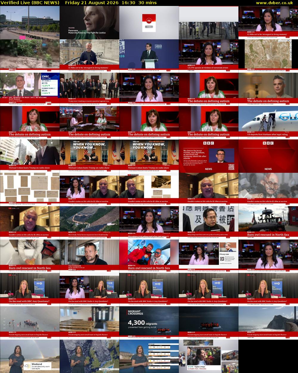 Verified Live (BBC NEWS) Friday 21 August 2026 16:30 - 17:00