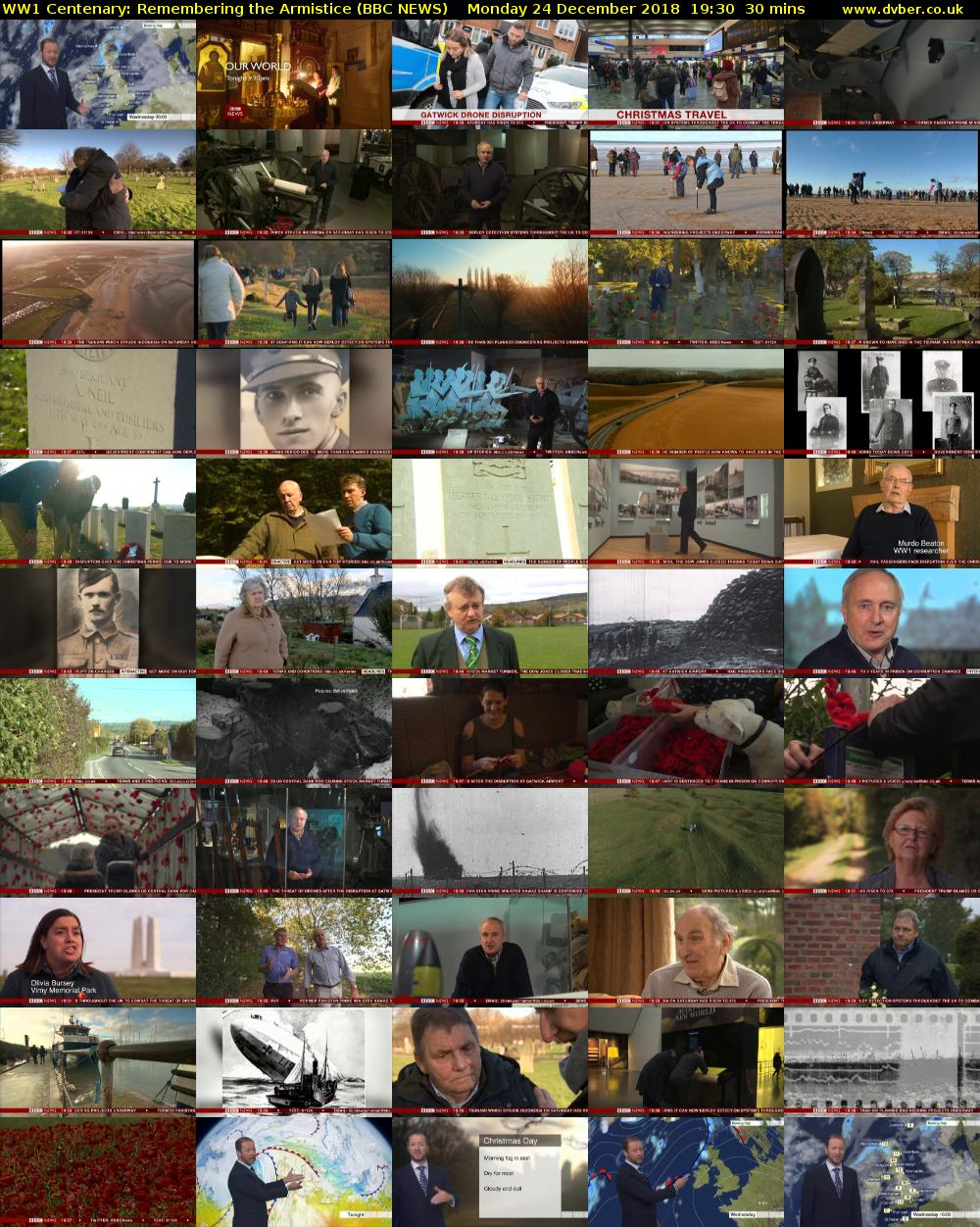 WW1 Centenary: Remembering the Armistice (BBC NEWS) Monday 24 December 2018 19:30 - 20:00