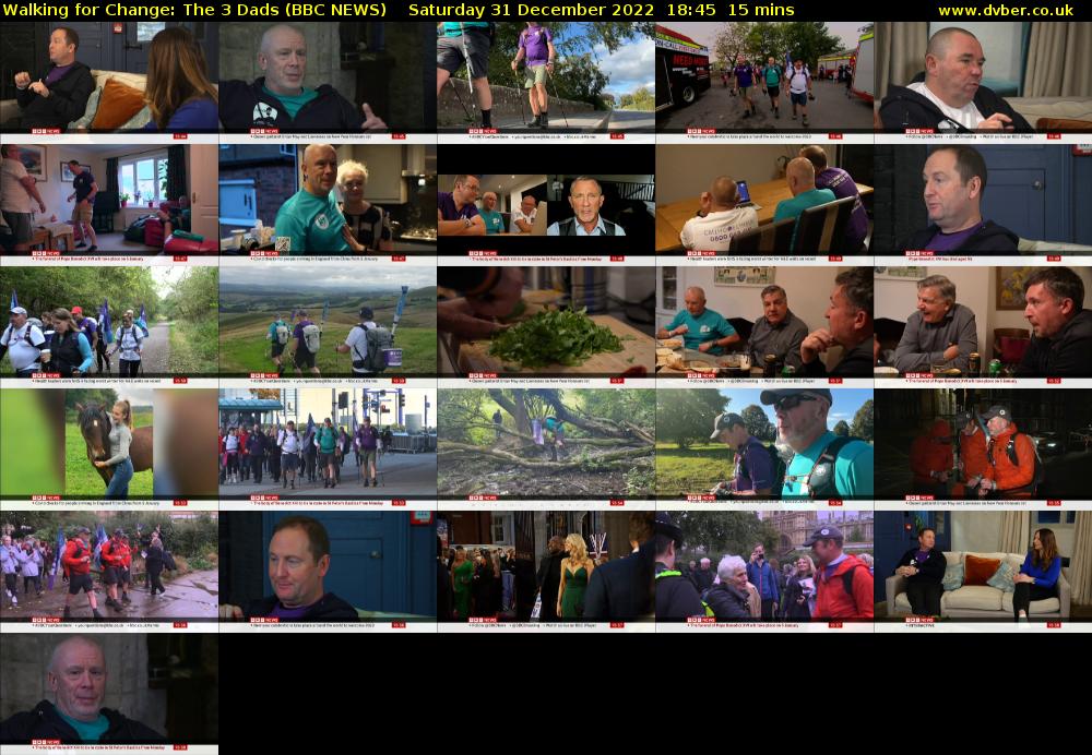 Walking for Change: The 3 Dads (BBC NEWS) Saturday 31 December 2022 18:45 - 19:00