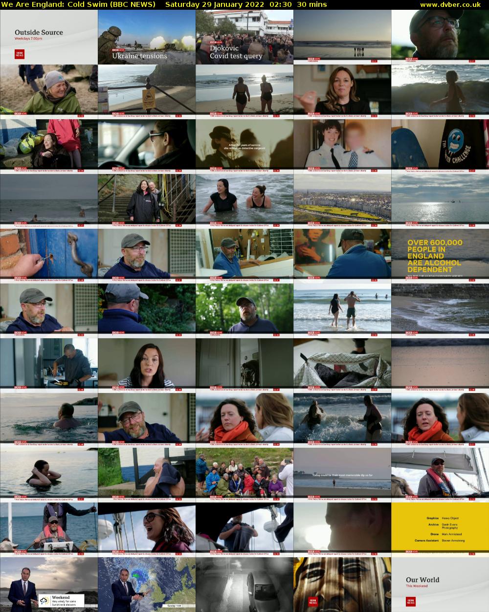 We Are England: Cold Swim (BBC NEWS) Saturday 29 January 2022 02:30 - 03:00