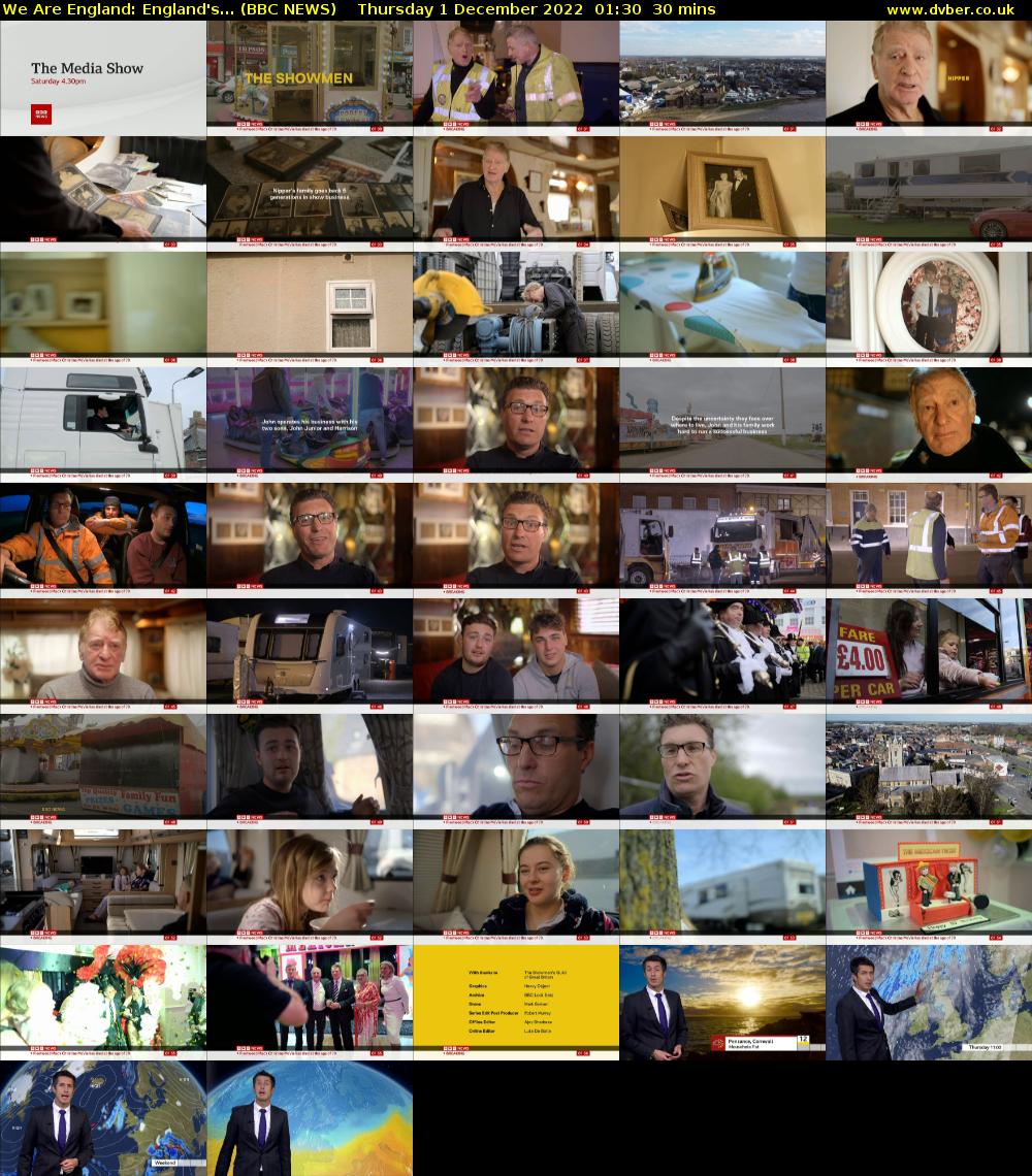 We Are England: England's... (BBC NEWS) Thursday 1 December 2022 01:30 - 02:00