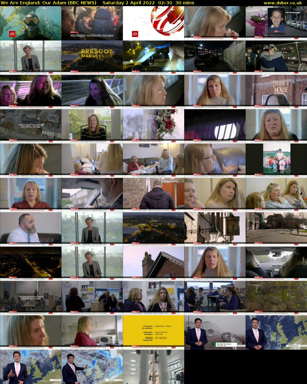 We Are England: Our Adam (BBC NEWS) Saturday 2 April 2022 02:30 - 03:00