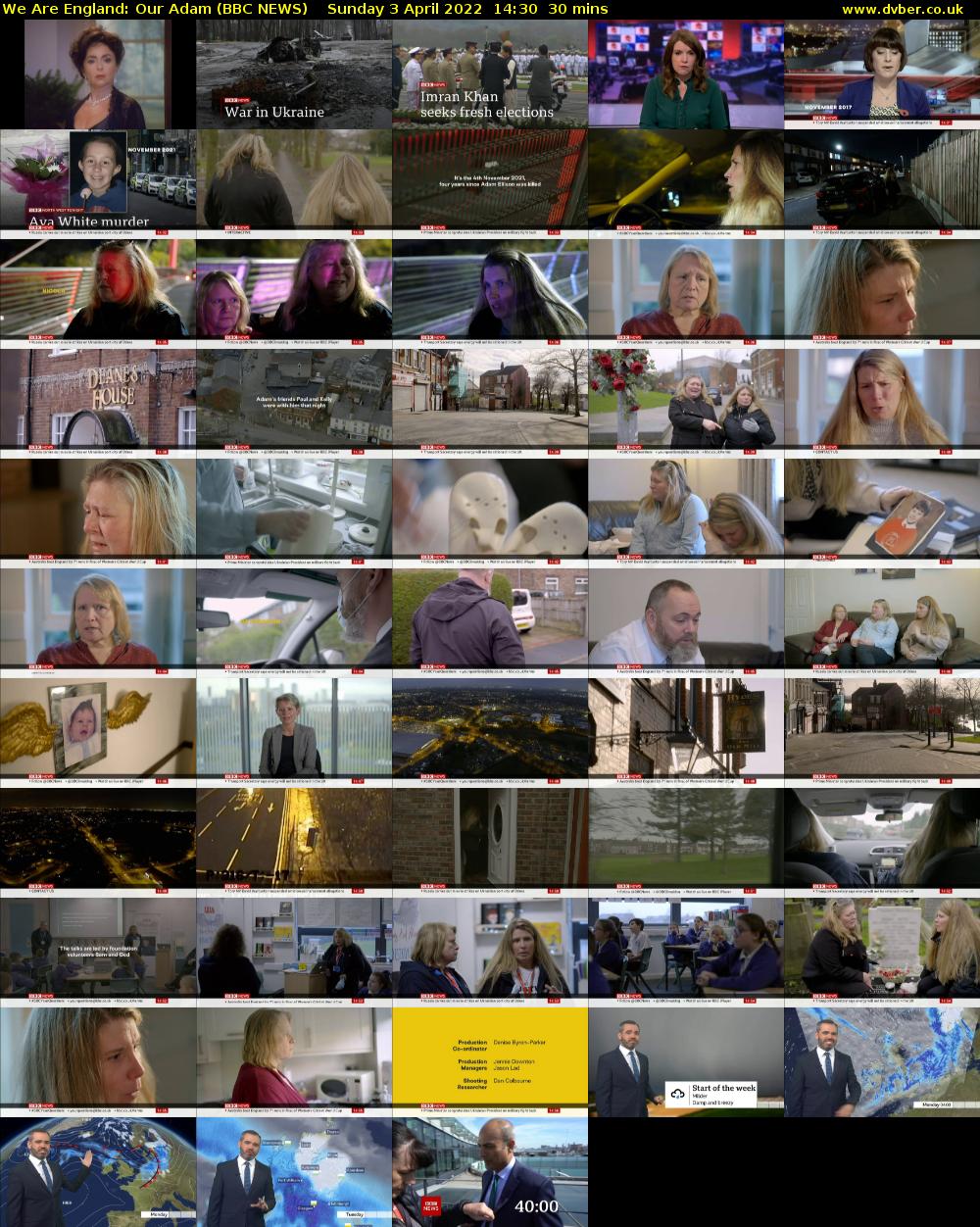 We Are England: Our Adam (BBC NEWS) Sunday 3 April 2022 14:30 - 15:00