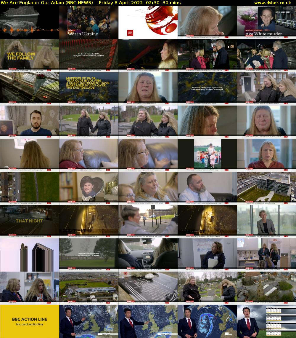 We Are England: Our Adam (BBC NEWS) Friday 8 April 2022 02:30 - 03:00