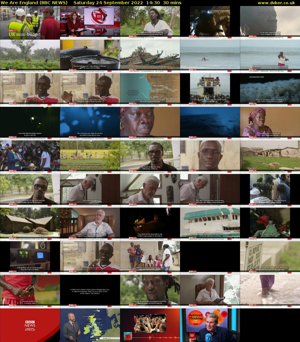 We Are England (BBC NEWS) Saturday 24 September 2022 14:30 - 15:00