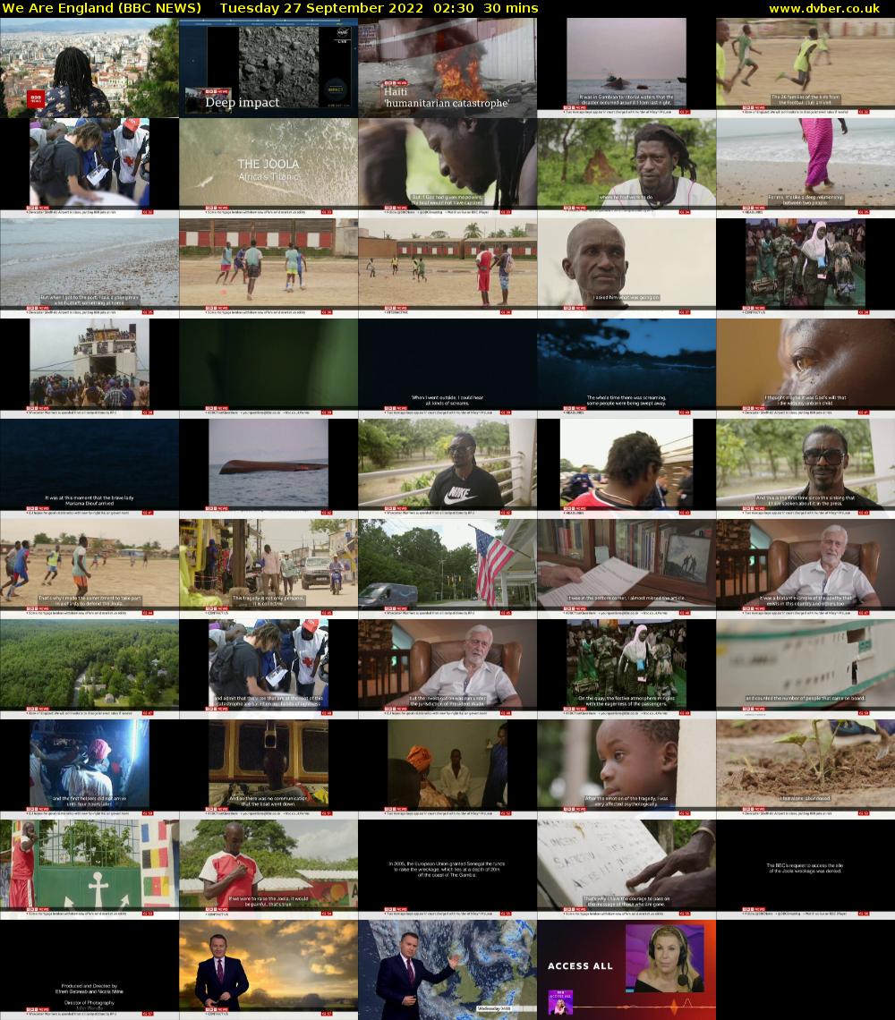 We Are England (BBC NEWS) Tuesday 27 September 2022 02:30 - 03:00