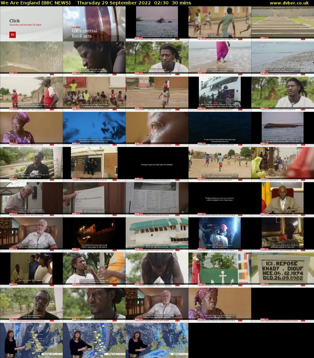We Are England (BBC NEWS) Thursday 29 September 2022 02:30 - 03:00