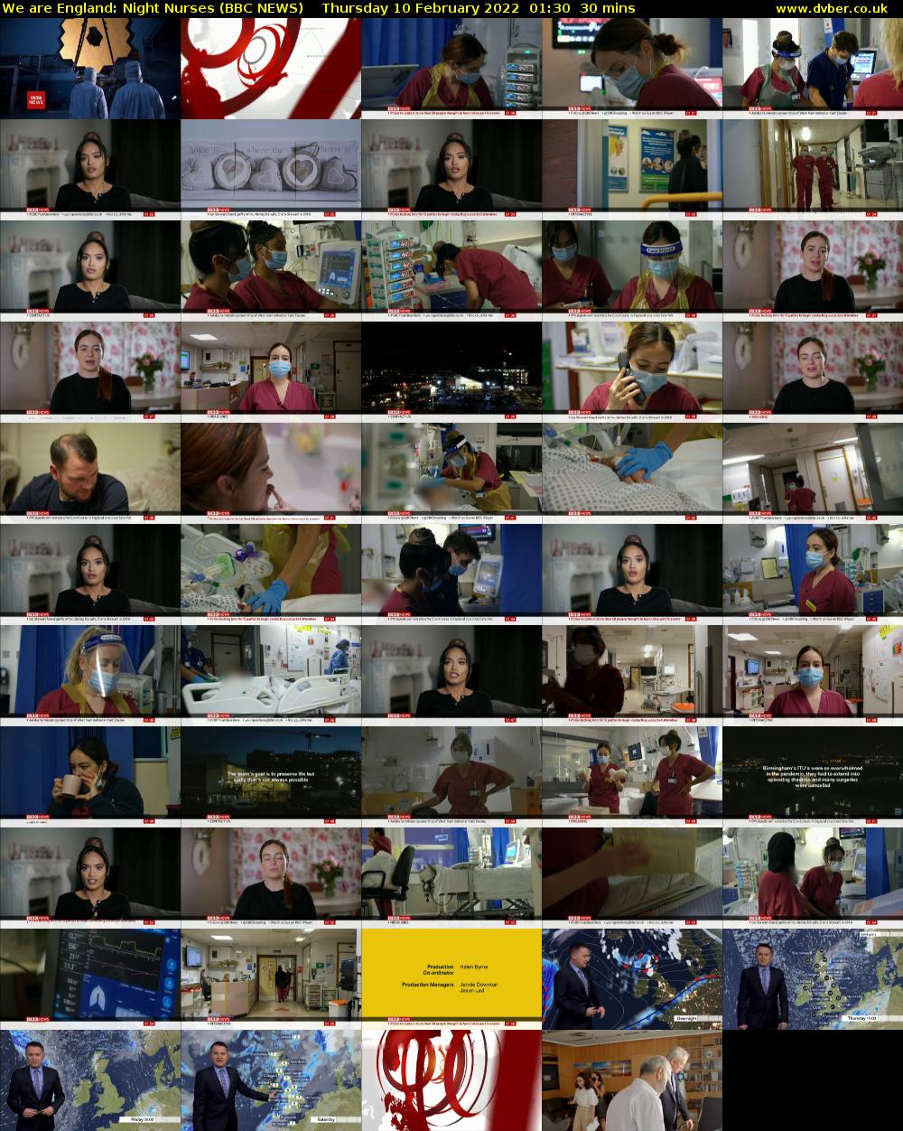 We are England: Night Nurses (BBC NEWS) Thursday 10 February 2022 01:30 - 02:00