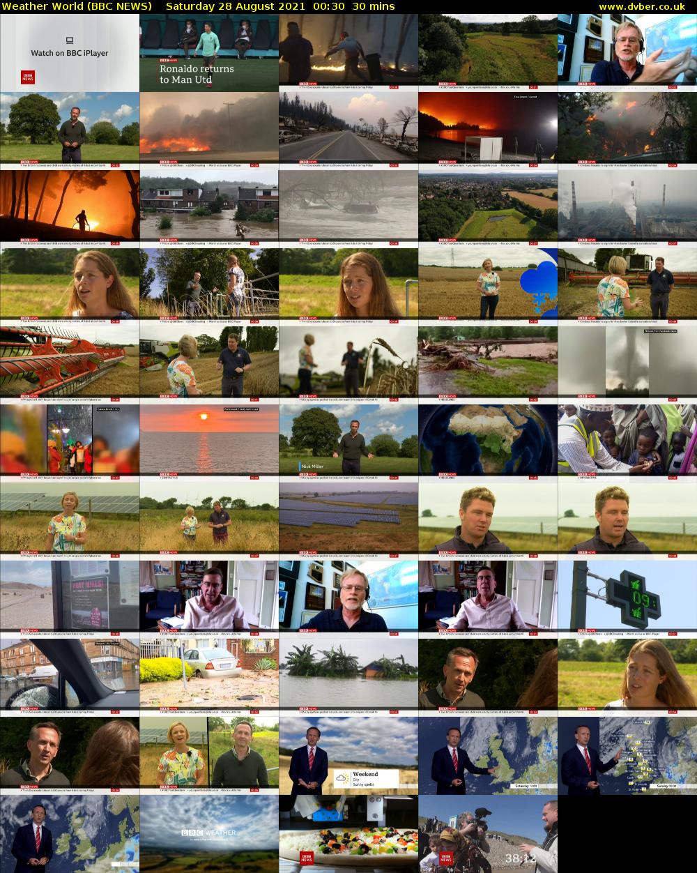 Weather World (BBC NEWS) Saturday 28 August 2021 00:30 - 01:00