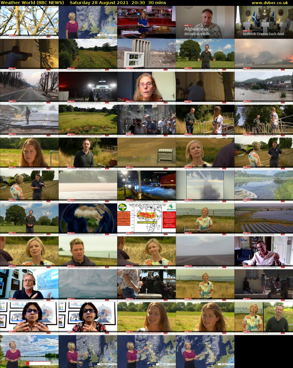Weather World (BBC NEWS) Saturday 28 August 2021 20:30 - 21:00