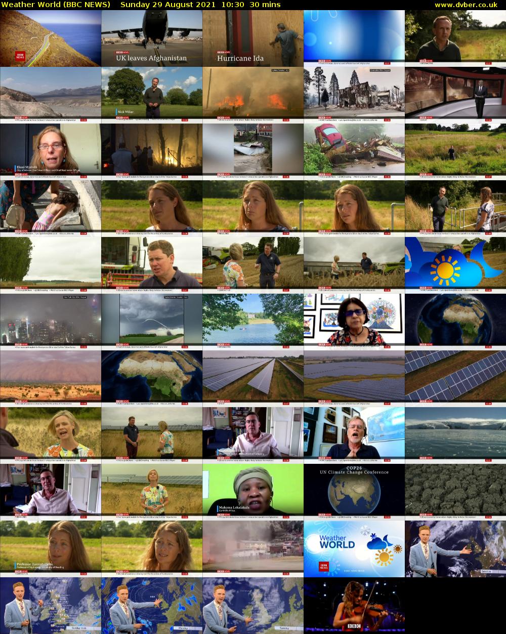 Weather World (BBC NEWS) Sunday 29 August 2021 10:30 - 11:00