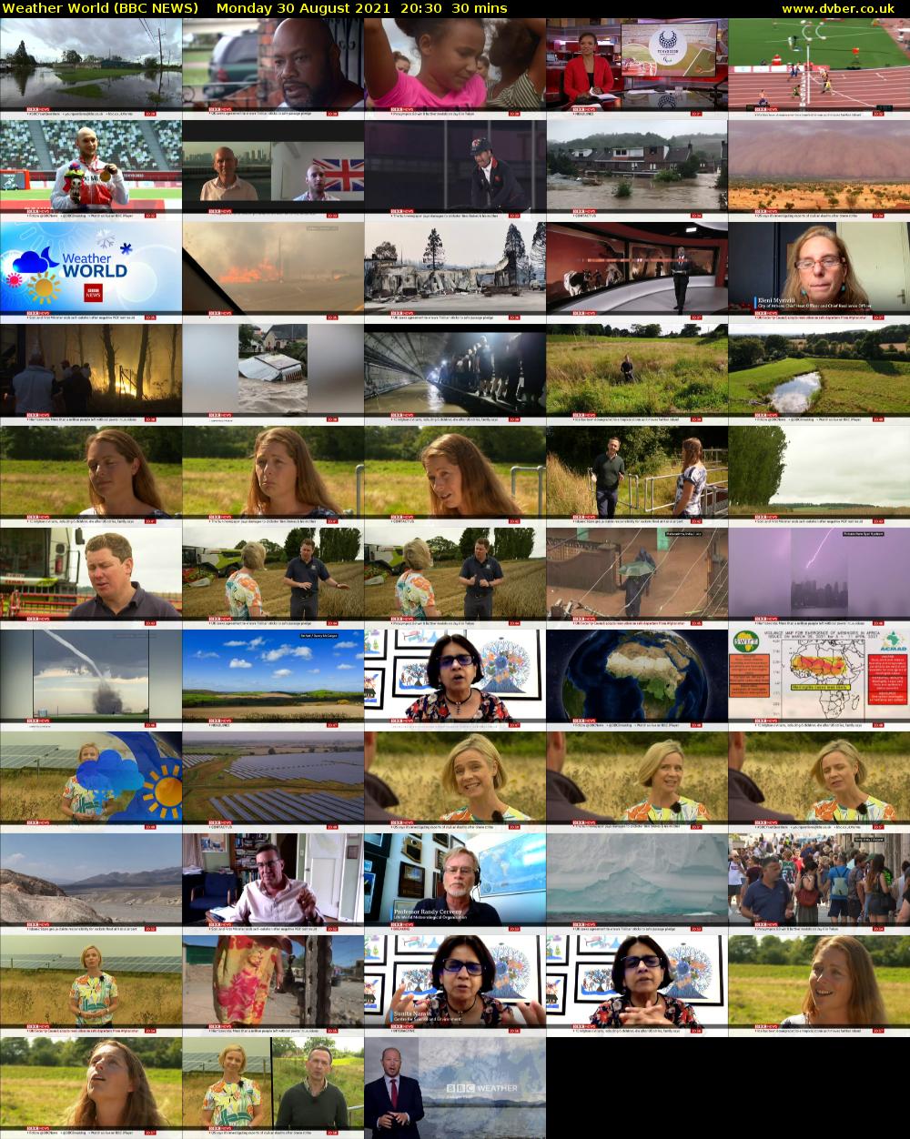 Weather World (BBC NEWS) Monday 30 August 2021 20:30 - 21:00